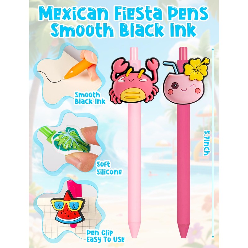 UAYVEBS Summer Hawaiian Retractable Pens, 1mm Black Gel Ink, 30
