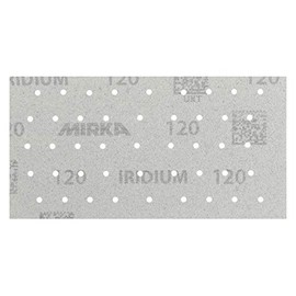 Mirka Iridium Premium Sandpaper 93 x 180 mm Velcro 45-Hole Grain 120 Pack of 50 / for Sanding Paint, Spatula, Primer, Wood, Steel, Mineral Materials, Plastic
