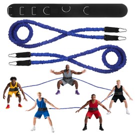 Kafilc Zone Defense Basketball Bungee Training Kit: 1PC Belt & 2 Resistance Bands (6.6ft & 9.8ft), Ideal for coaches and young basketball enthusiasts, used for basic stance, movement and team defense training