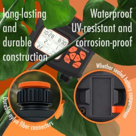 Techbotanica Water Timer for Garden Hose - Automatic Irrigation System - /Manual Watering/Automatic Irrigation - Waterproof and Durable with Large LCD Screen