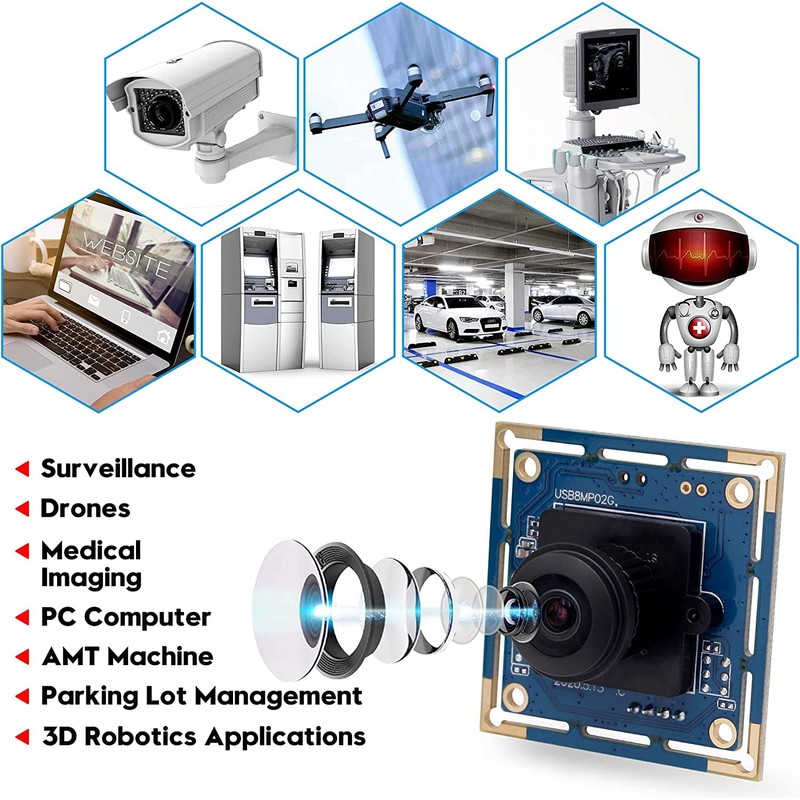 ELP 8mp USB Camera Module 2448p Webcam Board 180 Degree