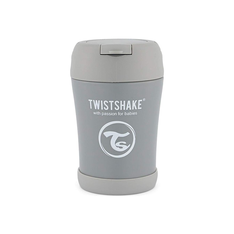 Twistshake A-46-002 Contenedor de alimentos aislado, Cuchara incluida, 350ml Gris