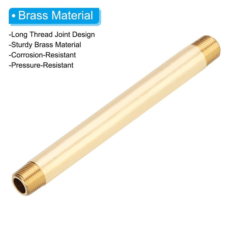 PATIKIL 3Pcs 6" Long 3/8" x 3/8" NPT Male Brass