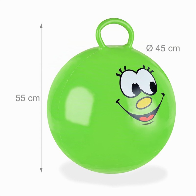 Relaxdays Pallone Rimbalzante, Palla per Saltare, Skippy Ball, Bambini, Ø