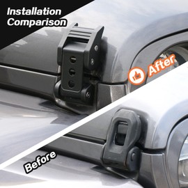 JeCar Hood Latches for Jeep Wrangler JK JKU 2007-2018 Jeep Wrangler JL JLU 2018-2024 Gladiator JT 2020-2024 Aluminum Hood Latches Locking Kit 2007-2023(D Style)