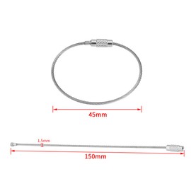 20 Unids Alambre De Acero Inoxidable Llaveros Cable Heavy Duty Llaveros Loop con Tornillo Bloqueo de Plata para Senderismo Actividad al aire libre