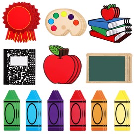 Fuutreo 36 Pcs Back to School Cutouts Large Size Classroom Bulletin Board Decoration Set Crayons Pencils Big Cutouts First Day of Classroom Wall Decor Party Supplies for Teachers DIY(Fresh Style)