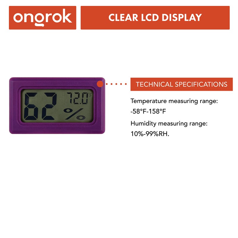 6 Pack of Mini Hygrometers by ONGROK, Small Humidity Temperature