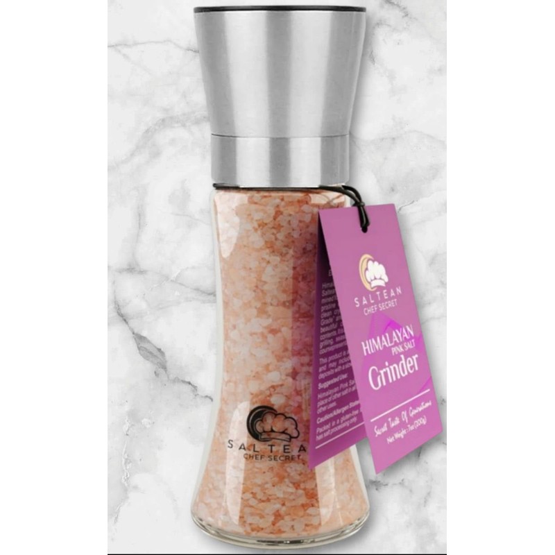 SALTEAN Himalayan Pink Salt Adjustable Grinder Tall |FOOD GRADE- COARSE