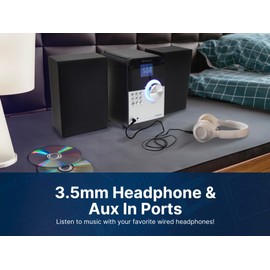 Emerson ES-4000 Bluetooth Micro Music System with MP3, CD Player, FM Radio, Alarm Clock, USB Playback, AUX Input, LED Display, Compact Design, and Remote Control