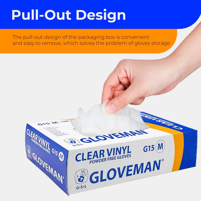 K-MART Gloveman Clear Vinyl Gloves (Box of 100) (S (Pack