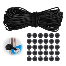Tensioning Straps with Rubber Cord, 4 mm, 10 m Black, ZhenSFlourish DIY Tarpaulin Tensioner with 30 Balls, Tent Tensioner, Elastic Strap with Ball