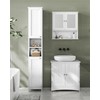 VASAGLE Tall Bathroom Cabinet with Lights, Slim Freestanding Bathroom Storage