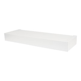 HIGH & MIGHTY 515651 Modern 18" Floating Shelf Holds up to 15lbs, Easy Tool-Free Dry Wall Installation, Flat, eCommerce Packaging, White