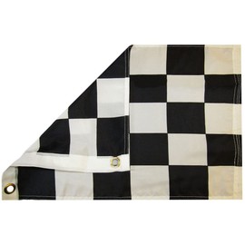 Two (2) Pack Black & White Checkered Racing 100D Woven Poly Nylon 12x18 12"x18" Flag Grommets