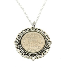 OCC Old Coin Cufflinks Fancy Pendant 1942 Lucky sixpence 83rd Birthday plus a Sterling Silver 18in Chain