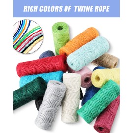 16 Rolls Colorful Jute Twine 2 mm x 875 Yards Colorful String Christmas Wrapping for DIY 3 Ply Twine String for Crafts Artworks and Embellishments Gift Wrapping Plant Hanging Christmas Tree Decoration