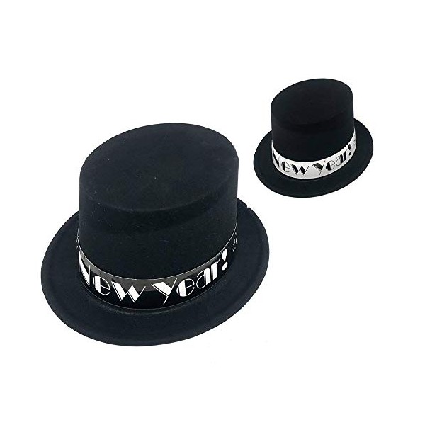 Pack of 12 Happy New Years Eve Theme Party Favor Black Velvet Hats