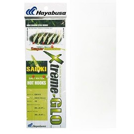 Hayabusa EX101 Glow Hage Green Fish Skin 6-Hook Sabiki Rig (12)