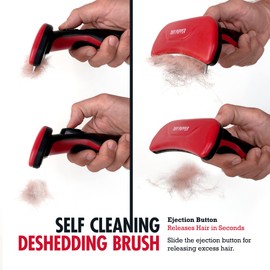Tuff Pupper Self Cleaning Slicker Brush For Dogs & Cats | One Button Auto Clean | The Ultimate Pet Brush for Removing Loose Fur | Reduces Shedding by up to 95% Deshedding Tool for Long & Short Hair