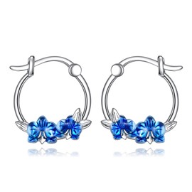 Orchid Earrings 925 Sterling Silver Hawaiian Orchid Flower Hoop Earrings Jewelry for Orchid Lovers Women, Sterling Silver, No Gemstone
