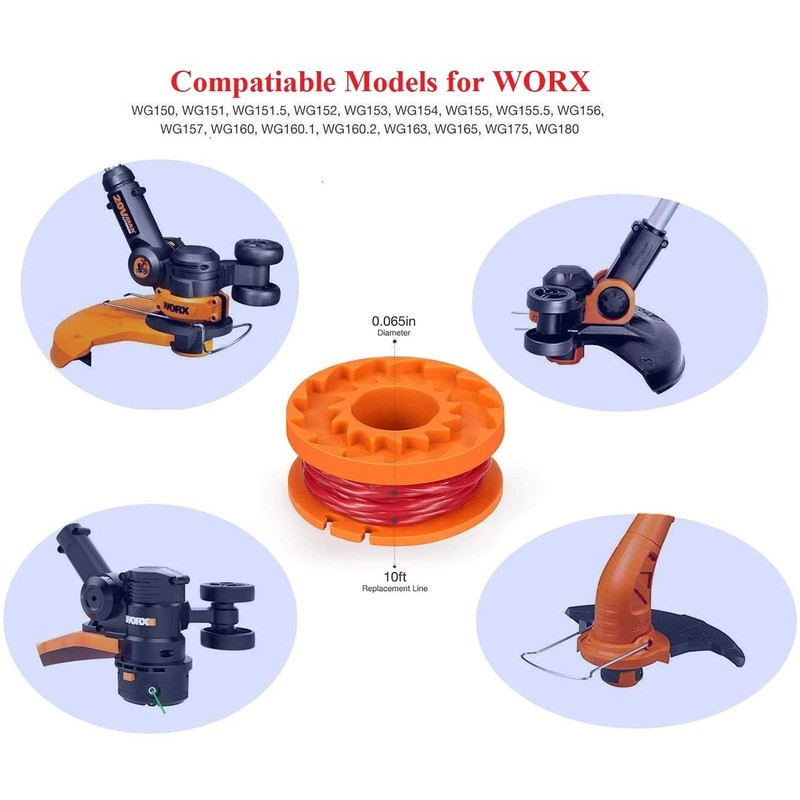 Worx Replacement Trimmer Line - 0.065 Edger Spool for Electric