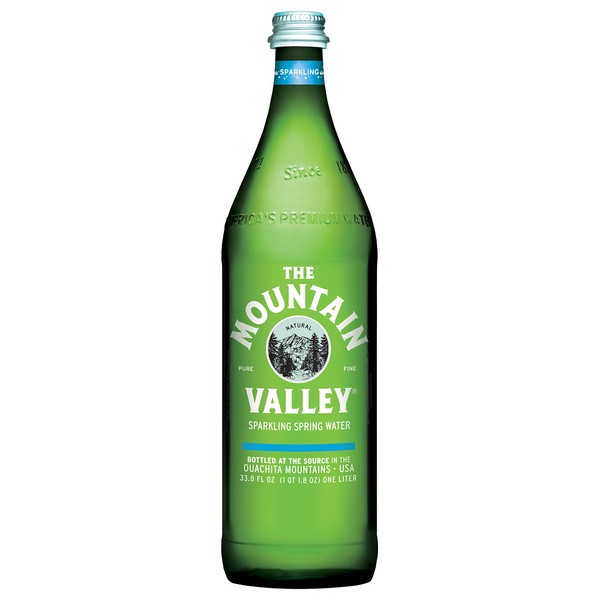 THE MOUNTAIN VALLEY NATURAL PURE FINE Sparkling Spring Water 1 L. Pack of 12
