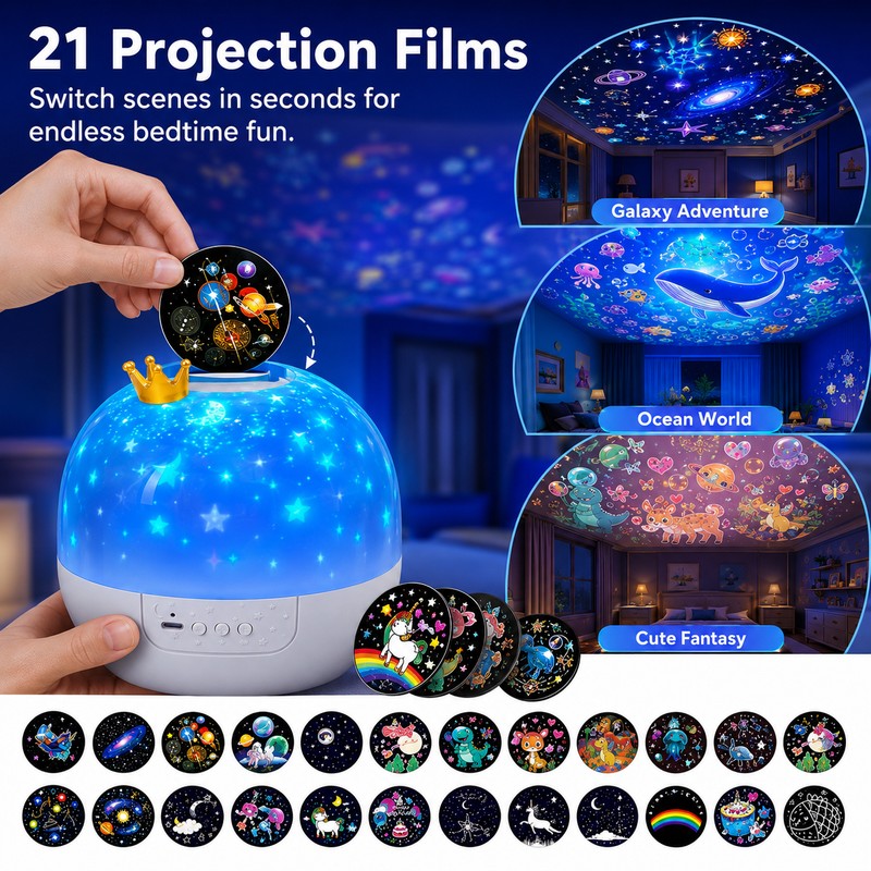 Star Galaxy Projector for Bedroom Decor – 21-in-1 360° Rotating