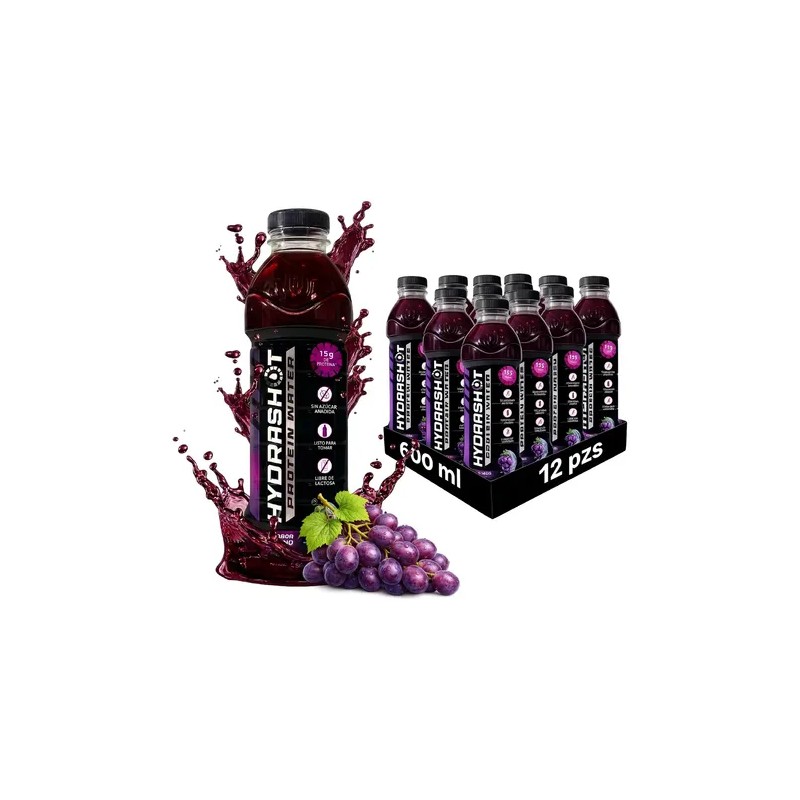 HydraShot Protein Water 12 Botellas 600 ml Protein Water with