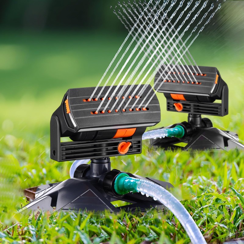 Reallnaive 2 Pcs Adjustable Oscillating Sprinkler 4 Way ABS Lawn