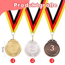 VEGCOO Pack of 6 Medals, Gold Silver Bronze Medals 5.2 cm for Teenagers, Marathon Award Football Children for Sports Nursery Competitions Prizes (Gold Silver)