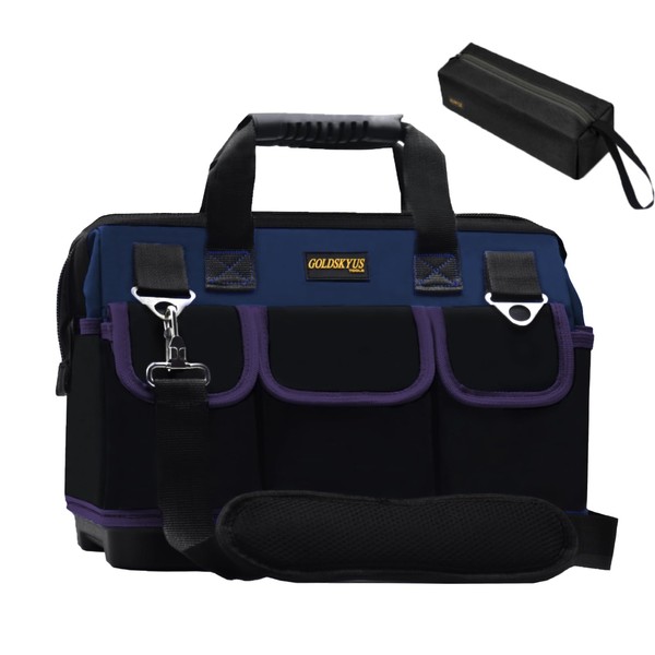 GOLDSKYUS 15IN Tool Bag, Waterproof Wide Mouth Tool Bag, Open