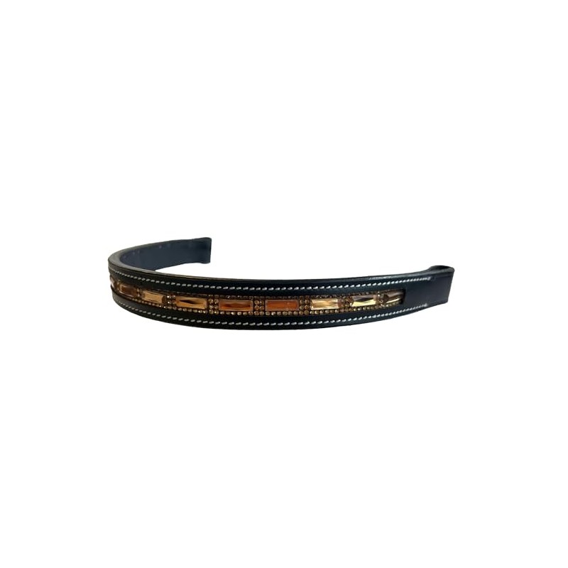 Equitem Large Light Topaz Rectangular Crystal Bling Leather English Browband