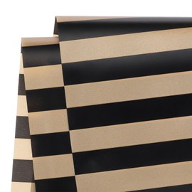 MECCANIXITY Flower Wrapping Paper Waterproof Bouquet Floral Paper Wide Striped Black Gold 22.8 x 22.8 Inches 10 Pcs
