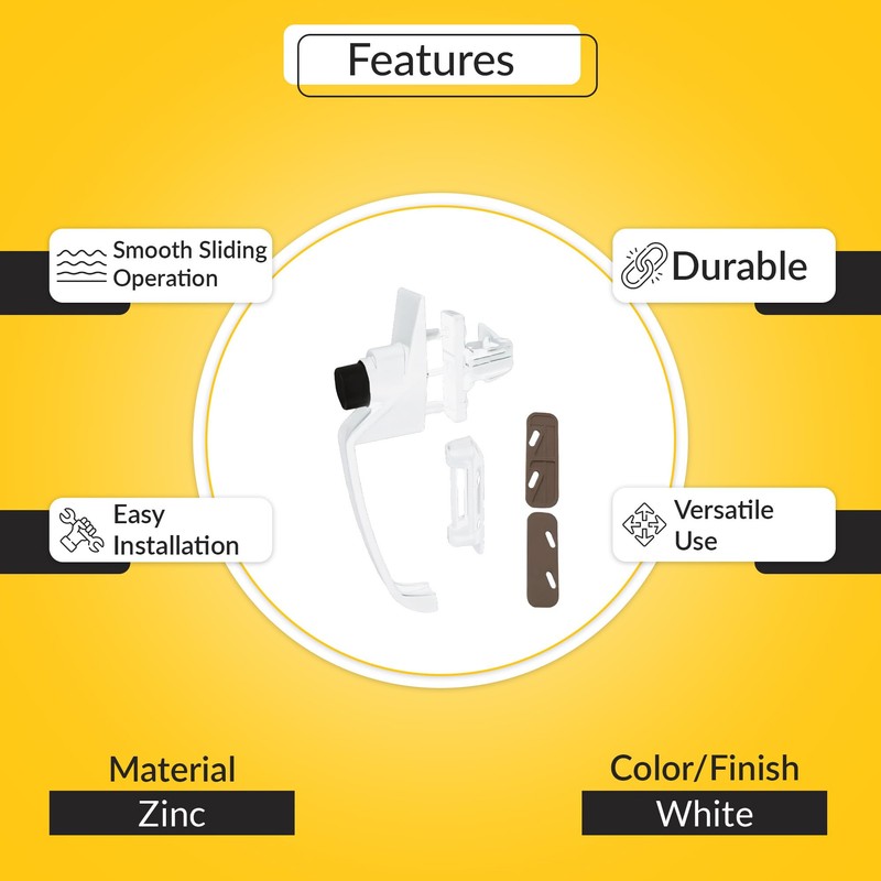 Brixwell Push Button Latch Set White Finish, Zinc Handle, Non-Keyed,