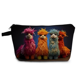 YULUENZE Funny Alpaca Present Lama Pattern Makeup Bag Cute Small Organizer Bag with Zipper Lama Cosmetic Bag Birthday Presents for Alpaca Lovers Women Sisters Friends