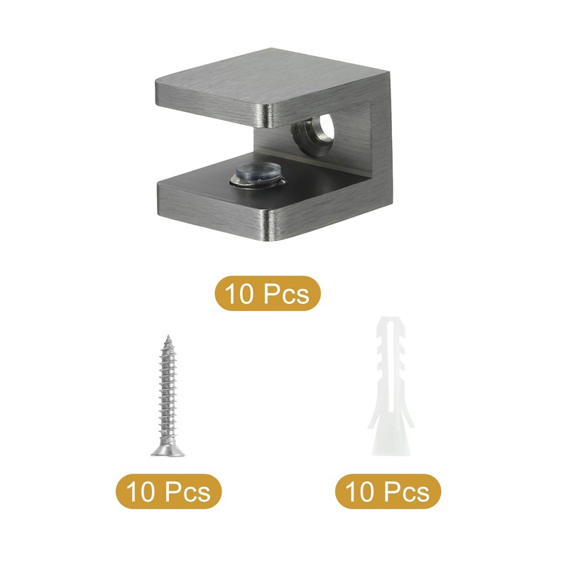 uxcell Glass Shelf Clamp, 10Pcs Brass Glass Clamp for 8-10mm