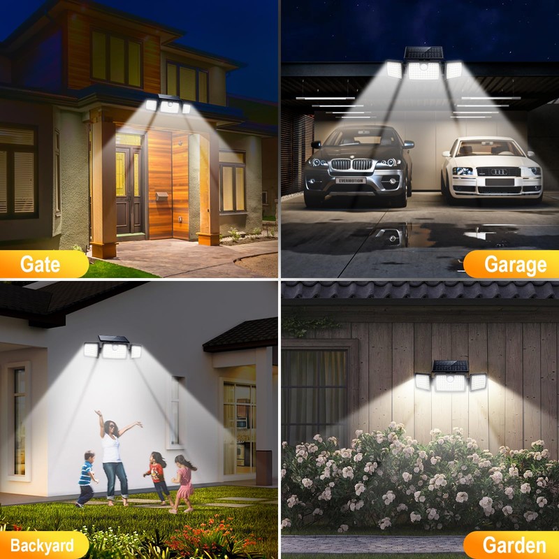 Solar Lights Outdoor Waterproof, Motion Sensor Flood Outside Lights with