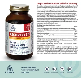 PURICA - Recovery 3.0 Extra Strength - Rapid Inflammation Relief & Healing - 120 Count (Pack of 1)