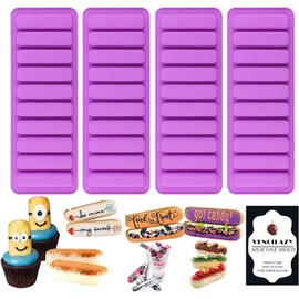Finger Shaped Silicone Mold Vencilazy 4 PCS-10 Cavity Long Strips Cookie Mould Vencilazy Rectangular Cereal Chocolate Bar Molds Non Stick Ice Cube Tray Homemade Bake Ware Baking Tools