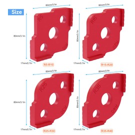 Set of 4 Milling Templates for Router, Radius Jig Router Templates, for Hand Edge Trimmer, Engraving Machine, Woodworking Tool (R5 R10 R15 R20 R25 R30 R35 R40)