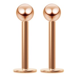 2pc Rose Gold Labret Bar Jewellery 16g 1.2mm Lip Rings 8mm Stainless Steel Gauge Piercing Earrings for Women