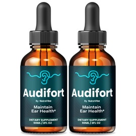 NutraVibe (2 Pack) Audifort – Daily Hearing Support Drops with a Clean Liquid Formula for Ear Health, Auditory Clarity and Inner Ear Balance | Plant-Based, Easy-to-Use Droppers (60 Servings)