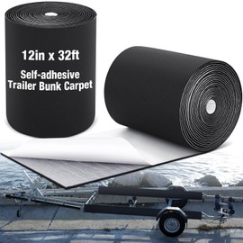 Soulchen 12in x 32ft Black Boat Trailer Bunk Carpet with Adhesive, Marine Outdoor Polyester Marine Bunk Carpet for Boats Trailers and Ramps