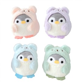 TROYSINC Set of 4 Plush Penguin Keyrings, Cute Penguin, Cute Penguin Stuffed Toy, Plush Toy, Penguin Cuddly Toy, Gifts for Boys Girls Children 9 cm