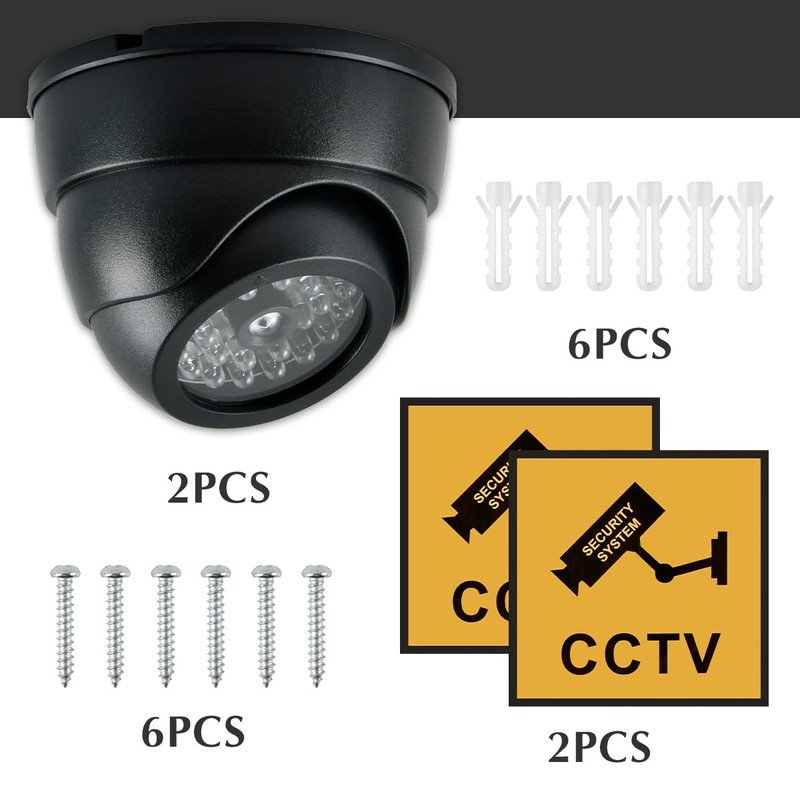 OctBird 2PCS Dummy Camera, Decoy Security Cameras with Flashing Red