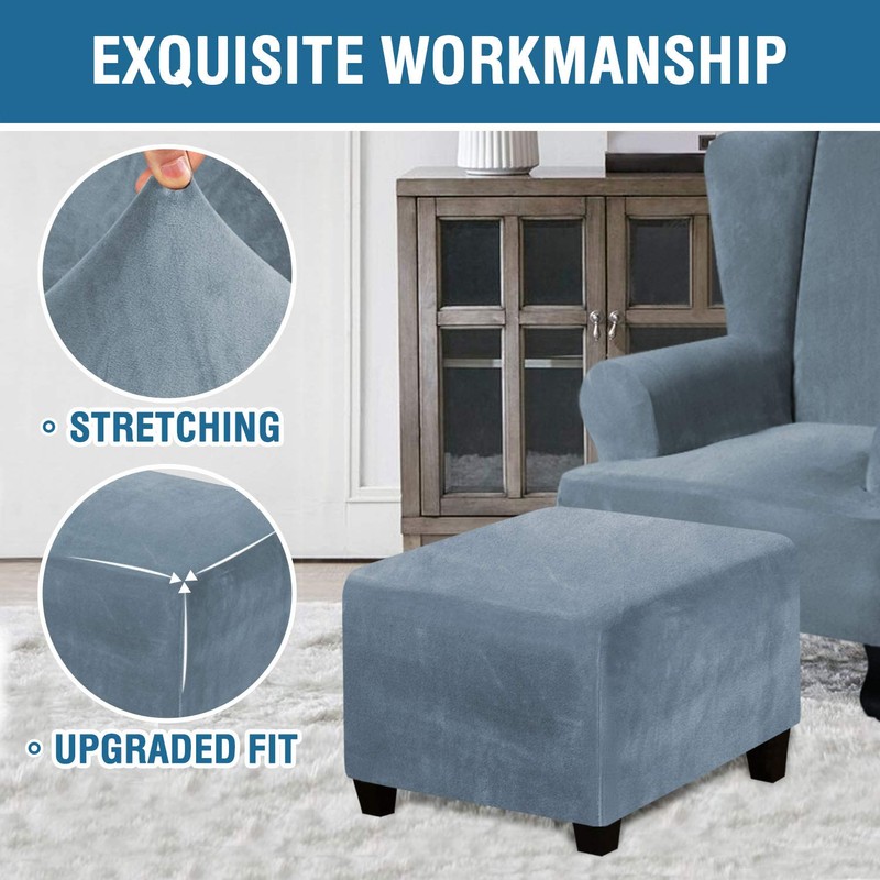 H.VERSAILTEX Square Ottoman Covers Ottoman Slipcover Square Footstool Protector Covers