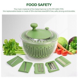 SUSTEAS Salad Spinner Large with 5 Blade Slicer and Egg Yolk Strainer for Efficient Salad Preparation and Food Washing, 4.25Qt Fruit Kitchen Utensils