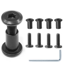 Jersvimc 10 Pair(20 Piece) M6x20mm Hex Drive Socket Cap Bolt with Allen Wrench, Black Furniture Connector Bolts M6 Countersunk Screw Barrel Nuts Binding Screws for Crib Replacement Belt Cabinet