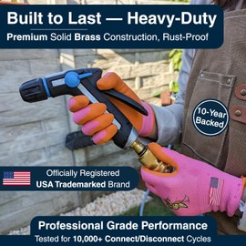 Brass Garden Hose Quick Connect Set – 3/4 Inch Solid Brass Hose Connectors with Leak-Proof Rubber Washers – Heavy Duty Quick Release Water Hose Adapter Fittings for Outdoor Use (1 Pack)